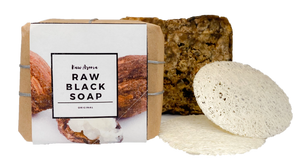 African Black Soap and Facial Loofah. Great for Acne, Dark Spots